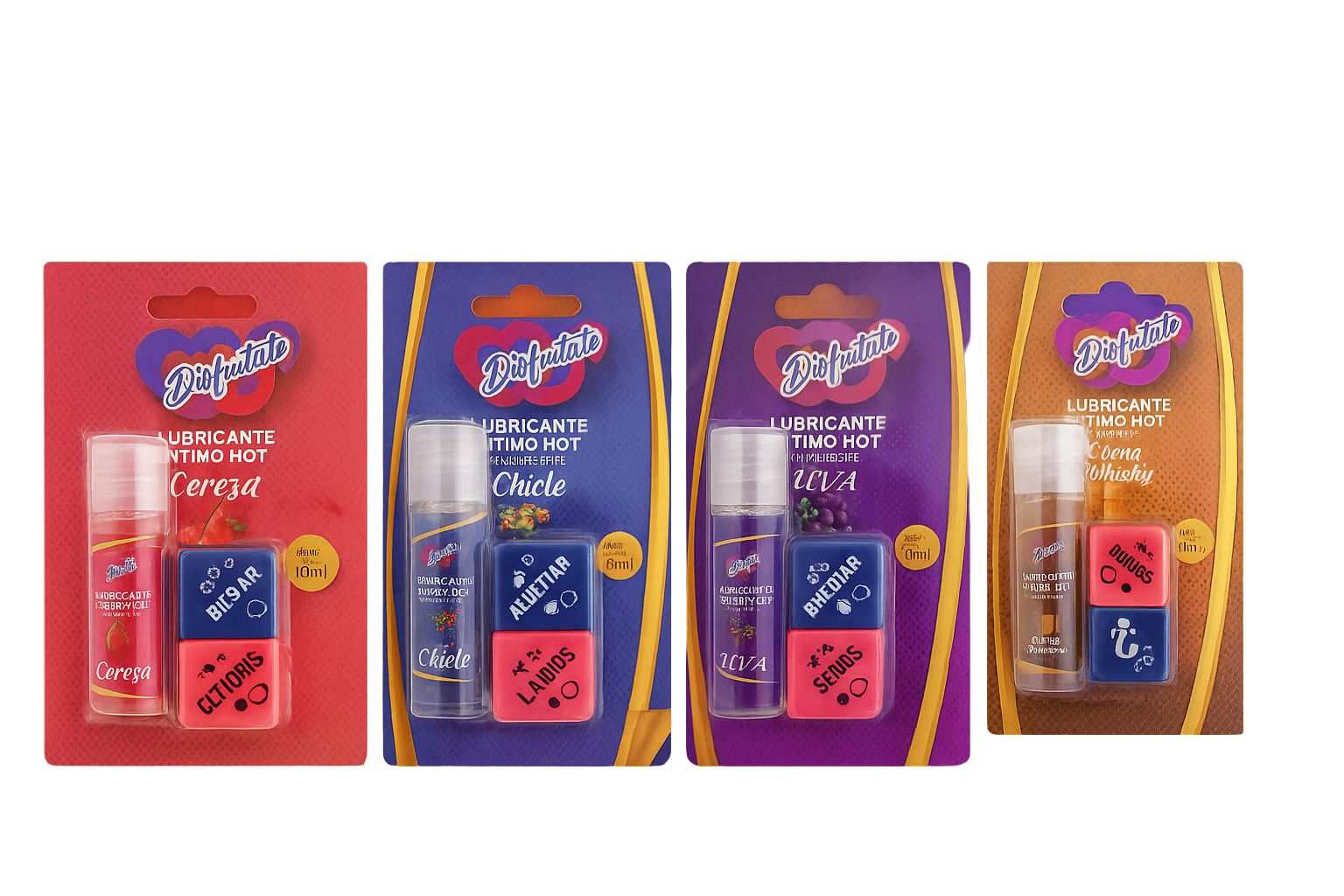 Lubricante intimo hot comestible 10ml mas dados  de sabores