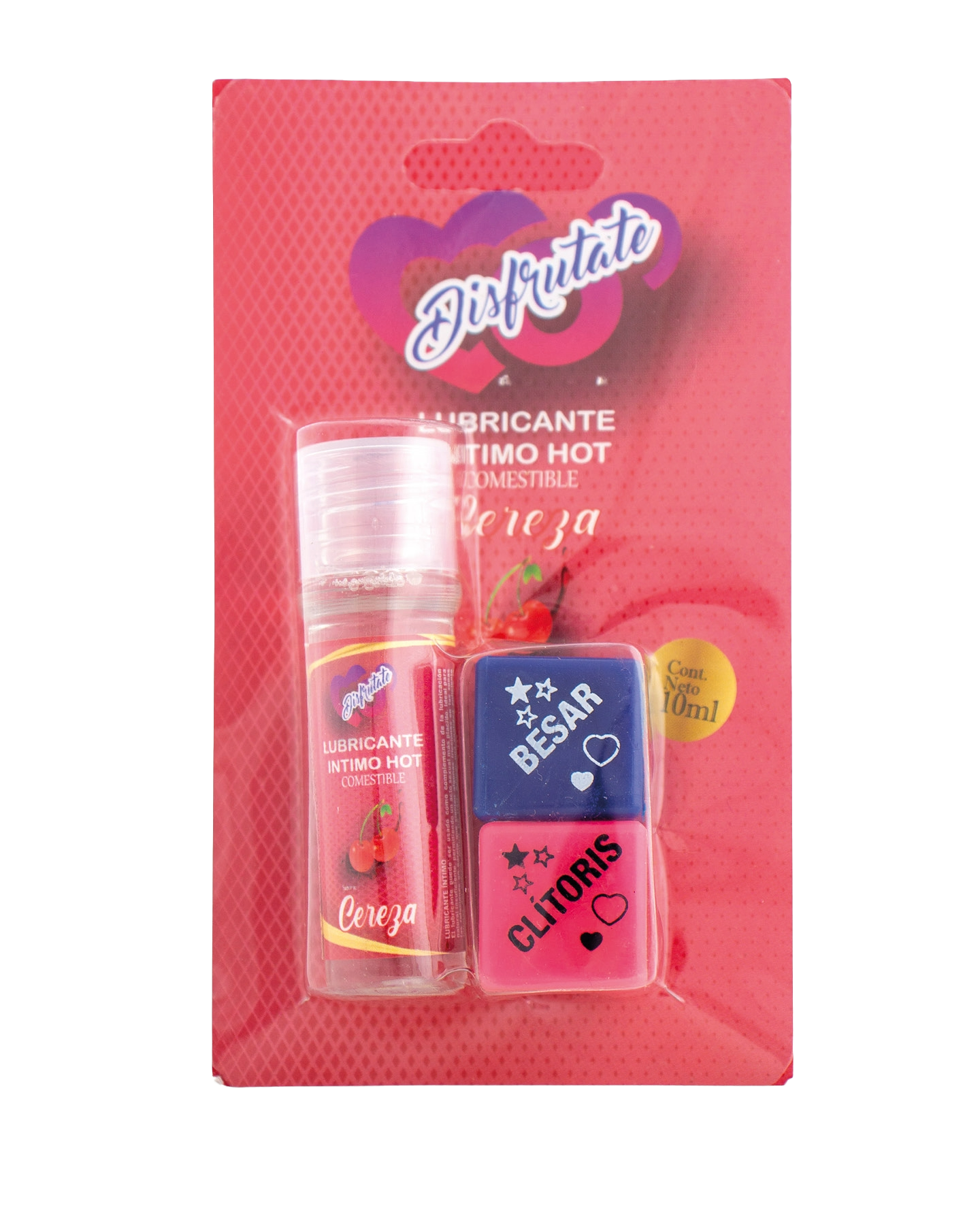 Lubricante intimo hot comestible 10ml mas dados  de sabores