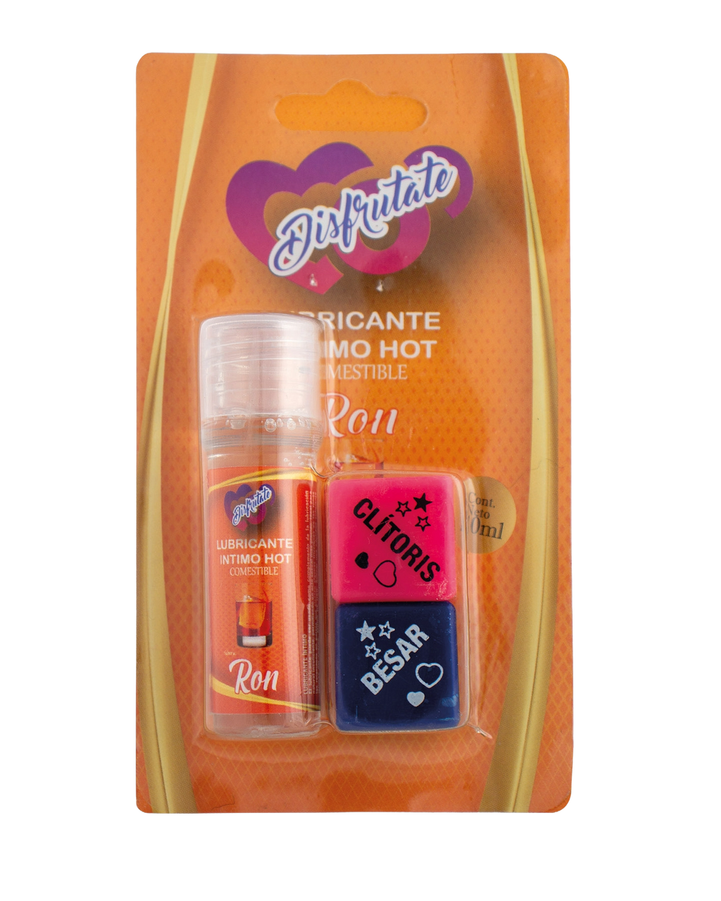 Lubricante intimo hot comestible 10ml mas dados  de sabores