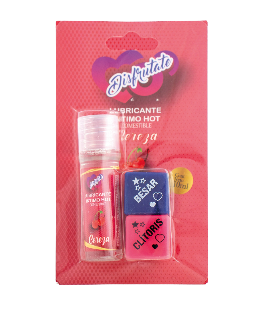 Lubricante intimo hot comestible 10ml mas dados  de sabores